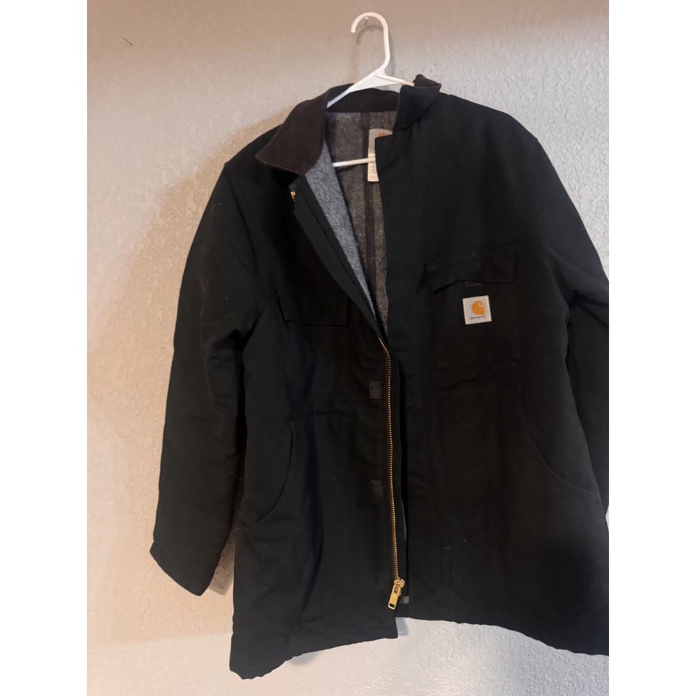 Carhartt Chore Coat Blanket Lined Black Work Jacket USA Made 44 Regular
